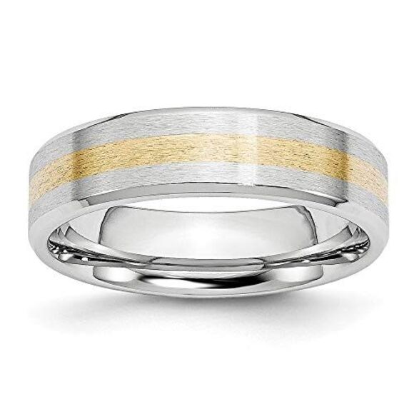 Chisel Cobalt 14k Gold Inlay Satin & Polished 6mm Band